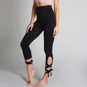 Black Seamless Ballet Barre Tie Leggings